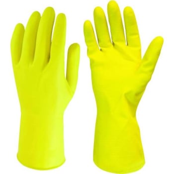 Image for The Safety Zone Large Yellow 18 Mil. Heavy-Duty Latex Chemical Gloves (10-Pack) from HD Supply