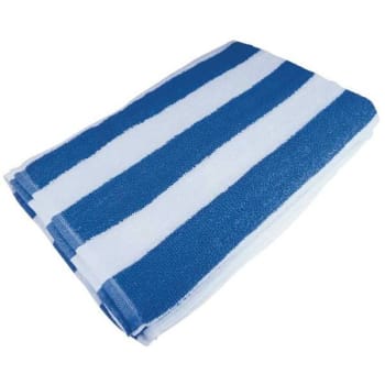 Image for 30 In. X  60 In. 9 Lb. White With Blue Stripes Oxford Cabana Pool Towel (36-Case) from HD Supply