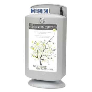 Safco Personalizable Suggestion Box, Plastic, 7" X 5" X 14.5", Light Gray