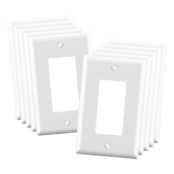 Maintenance Warehouse 1-Gang Unbreakable Polycarbonate Jumbo Rocker Wall Plate In Gloss White, 10-Pack