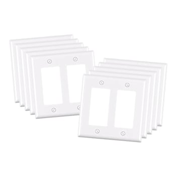 Maintenance Warehouse 2-Gang Unbreakable Polycarbonate Jumbo Rocker Wall Plate In Gloss White, 10-Pack