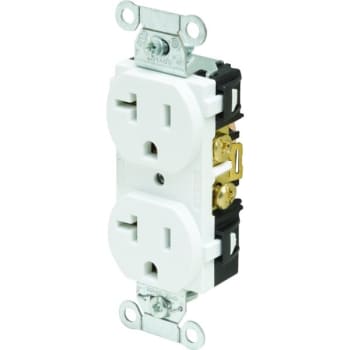 Image for Hubbell® 20 Amp 125 Volt Commercial/Industrial Self-Grounding Duplex Standard Outlet (White) from HD Supply