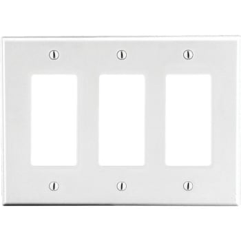 Hubbell 3-Gang Polycarbonate Decorator Wall Plate (White)
