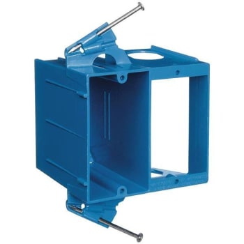 Image for Carlon 2-Gang Non-Metallic Dual-Voltage Box and Bracket (Blue) from HD Supply