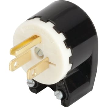 Hubbell® U-Ground Angle Male Plug, 125 VAC, 15A, 2 Poles, 3 Wires, Black/White