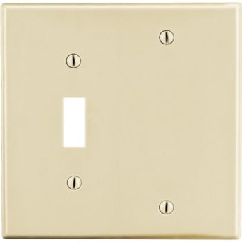 Image for Hubbell Standard 2-Gang Toggle Switch/blank Nylon Wall Plate (Ivory) from HD Supply