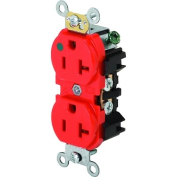 Image for Hubbell-PRO 20 Amp 125 Volt Hospital-Grade 3-Wire Grounding Duplex Standard Outlet (Red) from HD Supply