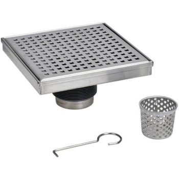 Oatey Designline 4 in. x 4 in. Stainless Steel Square Shower Drain w/ Square Pattern Drain Cover