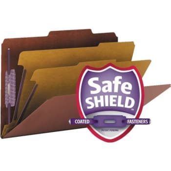 Image for Smead Pressboard Classification Folder, 2 Dividers, Legal Size, Red/Brown from HD Supply