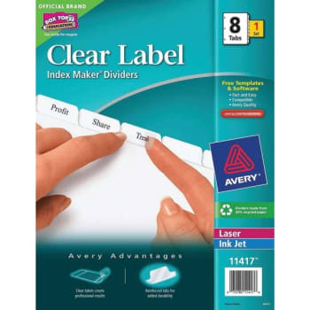 Image for Avery® Index Maker Clear Label Dividers, White Tabs, 8-Tab Set from HD Supply