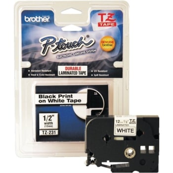 Brother® P-Touch Tape, Model Tze-231, Black On White, 1/2" X 26-1/4'