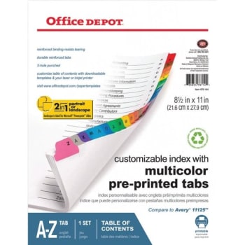 Image for Office Depot® Brand Table Of Contents Tabs, Assorted Colors, A-Z from HD Supply