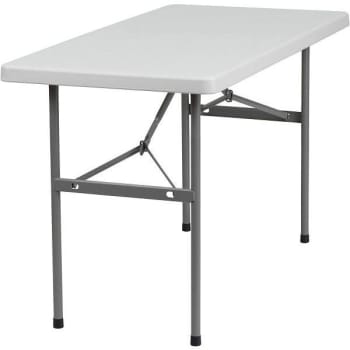 48 in. Plastic Tabletop Metal Frame Folding Table (White)