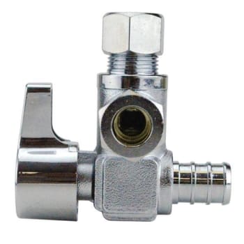 Image for Apollo 1/2" Chrome Brass Pex-B Barb X 3/8" Dual Outlet 1/4-Turn Angle Stop Valve from HD Supply