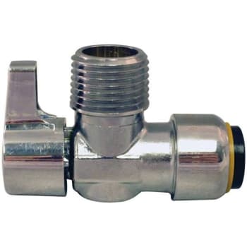 Tectite 1/2" Chrome Push-To-Connect X 1/2" Mip 1/4-Turn Angle Stop Valve