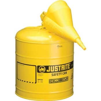 Image for Justrite Safety Can 5 Gal In Yellow W/funnel from HD Supply