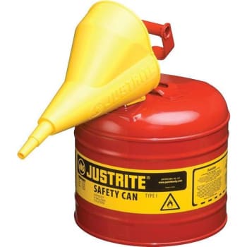 Image for Justrite 2 Gal Safety Can In Red W/funnel from HD Supply