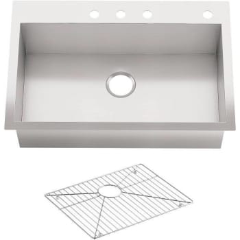 Image for Kohler Vault 33 In. Dual Mount Stainless Steel 4-Hole Single Bowl Kitchen Sink W/ Basin Rack from HD Supply