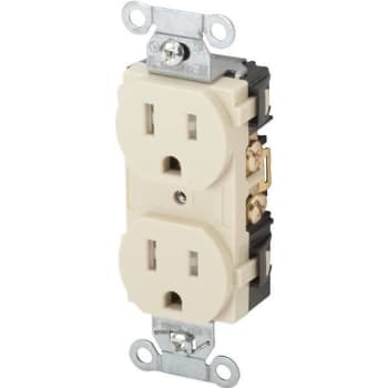 Image for Hubbell 125 VAC 15a Self-Grounding Duplex Straight Blade Receptacle (Ivory) from HD Supply