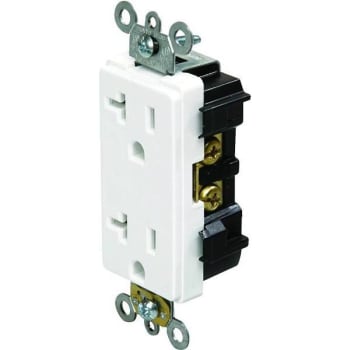 Image for Hubbell 20 Amp 125 V White Square Self-Grounding Duplex Straight Blade Receptacle from HD Supply