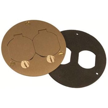 Raco 3-7/8 in. Round Duplex Cover with Lift Lids (Brass)