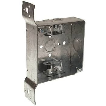 Image for Raco 4 In. Square Box Welded 1-1/2 In. Deep With Ac/Mc/Flex Clamps Three 1/2 In. Ko's And One Tko, Ubs, Fs Bracket, Flush from HD Supply