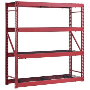 Image for Husky 4-Tier Steel Freestanding Garage Storage Shelving Unit, 77"x78"x24", Red from HD Supply