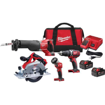 Image for Milwaukee M18 18v Li-Ion Cordless Combo Tool Kit W/ Two 3.0 Ah Battery, Charger And Bag from HD Supply