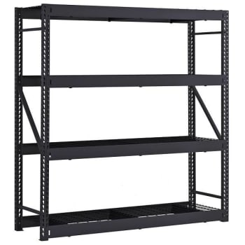 Image for Husky 4-Tier Steel Freestanding Garage Storage Shelving Unit, 77"x78"x24", Black from HD Supply