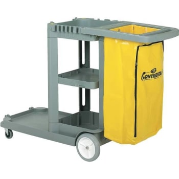 Image for Continental 25 Gal. Gray Janitor Cart W/ Zippered Vinyl Bag from HD Supply