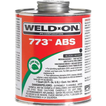 Weld-On 773 ABS Solvent Cement 1 Qt. Low VOC Hi Strength Fast Setting (Black)