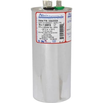 Image for Amrad Engineering 70/7.5 MFD 370/440 VAC Round Motor Run Capacitor from HD Supply