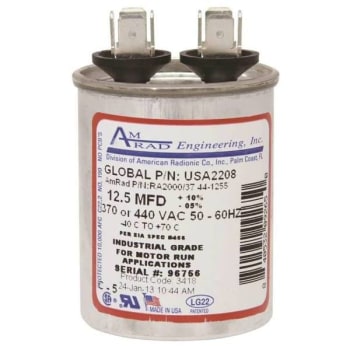 Image for Amrad Engineering Usa2208 12.5 MFD 370/440 VAC Round Motor Run Capacitor from HD Supply