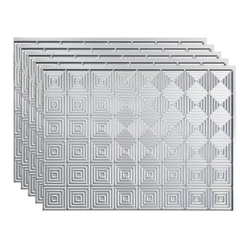Image for Fasade 18x24 Miniquattro Vinyl Backsplash Panel, Brushed Aluminum, Package Of 5 from HD Supply
