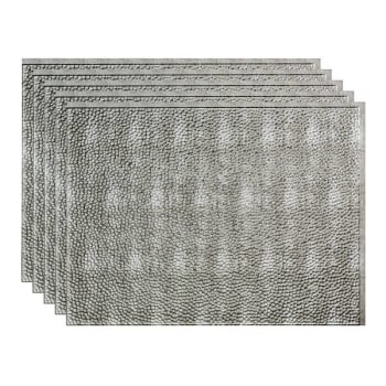 Image for Fasade 18x24 Hammered Vinyl Backsplash Panel, Crosshatch Silver, Package Of 5 from HD Supply
