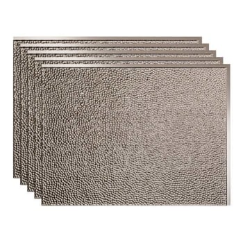 Image for Fasade 18x24 Hammered Vinyl Backsplash Panel, Brushed Nickel, Package Of 5 from HD Supply