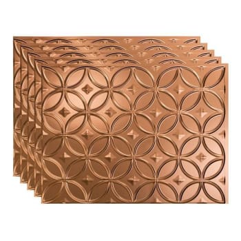 Fasade 18x24 Rings Backsplash Panel, Polished Copper, Package Of 5