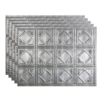 Image for Fasade 18x24 Traditional #4 Backsplash Panel, Crosshatch Silver, Package Of 5 from HD Supply