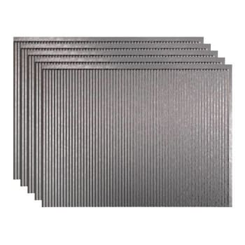 Fasade 18x24 Rib Backsplash Panel, Galvanized Steel, Package Of 5