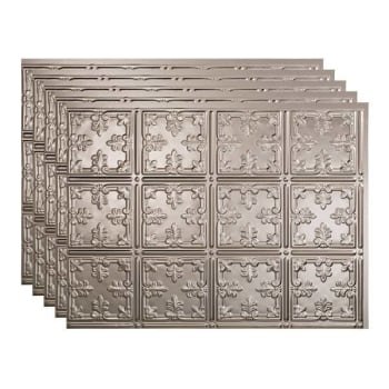 Fasade 18x24 Traditional #10 Backsplash Panel, Brushed Nickel, Package Of 5