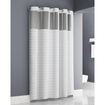 Image for Zenna Easy Hang White Shower Curtain 71x77  Sheer Window With Waterproof Liner Attached In White from HD Supply