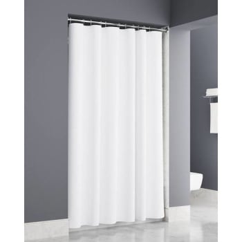 Zenna Home Plainweave Regular White Shower Curtain 72x72 Sewn Buttonhole Case Of 12