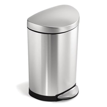 Image for Simplehuman Small Semi-Round Bathroom Step Trash Can 10l/2.6 Gal Brushed Ss from HD Supply