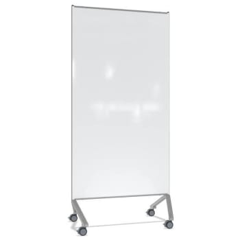 Image for Ghent Mobile Glassboard Magnetic White Painted Glass W/silver Frame 77"h X 36"w from HD Supply