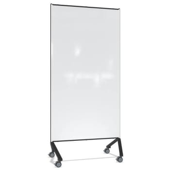 Image for Ghent Mobile Glassboard Non-Magnetic White Painted Glass W/blk Frame 77"h X 36"w from HD Supply