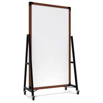 Image for Ghent Prest Mobile Whiteboard Magnetic Carmel Oak Frame 74"h X 40"w from HD Supply