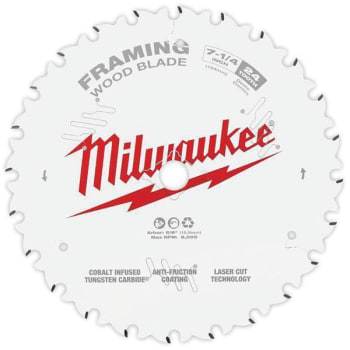 Image for Milwaukee 7-1/4 in. x 24-Tooth Carbide Framing Circular Saw Blade from HD Supply