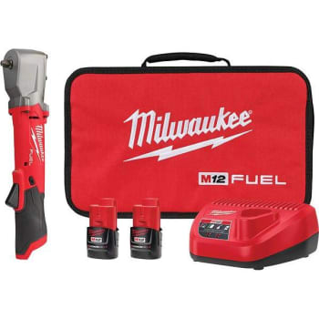 Milwaukee M12 Fuel 3/8 In. 12v Li-Ion Right Angle Wrench Kit W/ Two 2.0ah Batteries