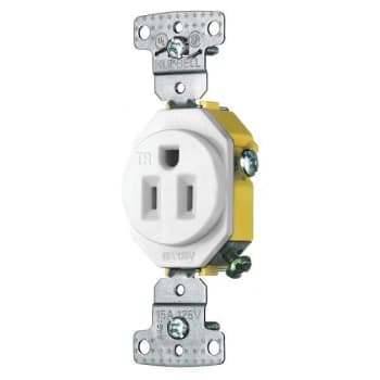Image for Hubbell Wiring 15a Self-Grounding And Tamper-Proof Single Receptacle (White) from HD Supply