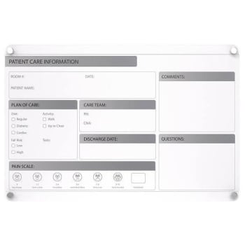Ghent Graphics Slide Changeable Glassboard W/standoffs Non-Magnetic 18"h X 24"w